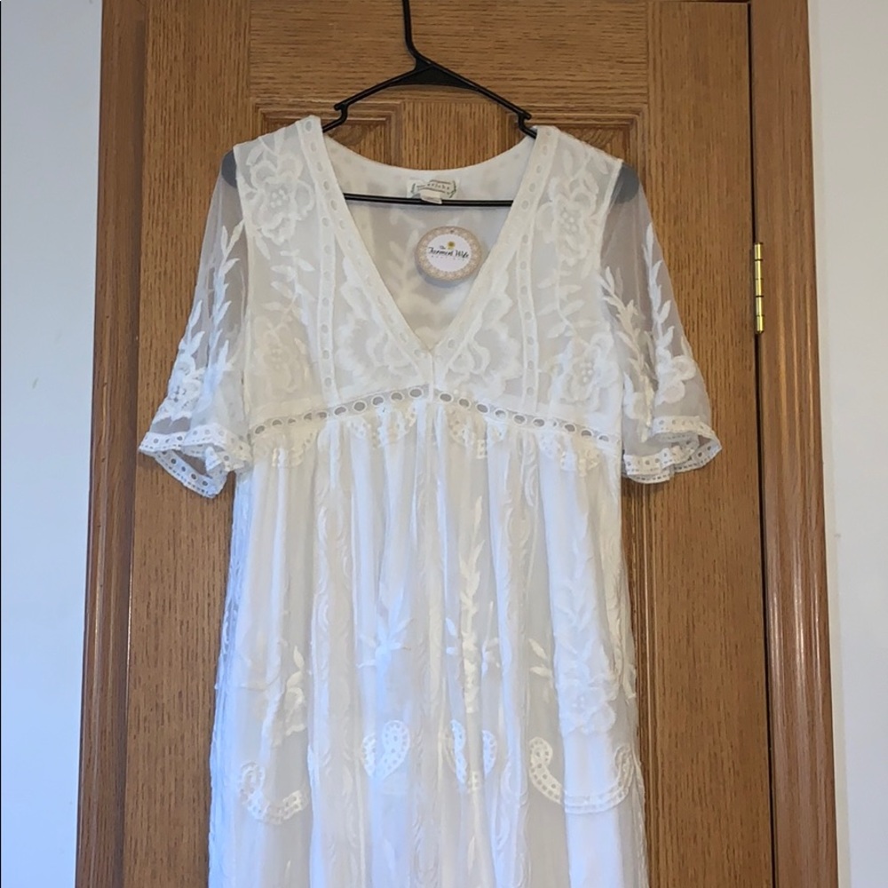 Long white lace dress new with tags